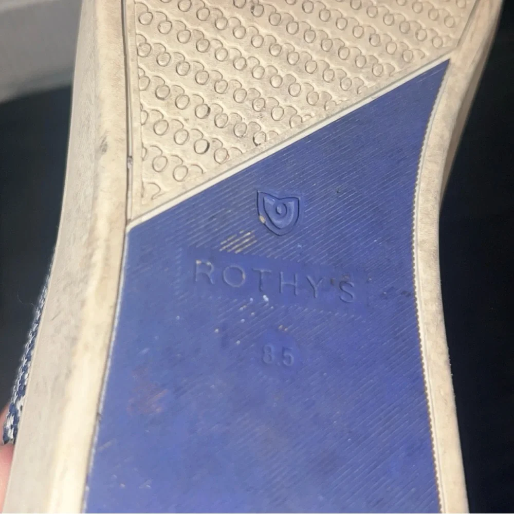Rothy's The Original Slip On Blue and White Sneakers